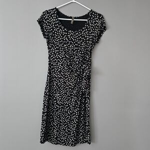 Thyme Maternity Black Polka Dot Wrap-Style Maternity Dress